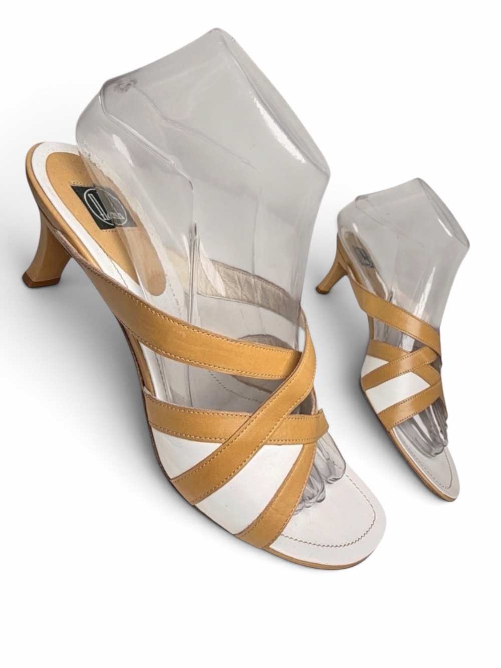 Flash Italy Tan Leather Strappy Mule Sandals EU 38.5 US 8.5